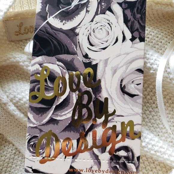 NWT Love by Design Embellished Neckline Split Back Cream Knit Sweater Large - Picture 12 of 12